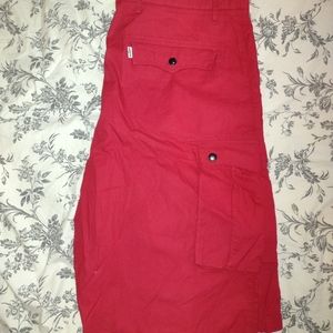 Red Levi cargo shorts